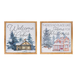 Welcome Home Holiday Wall Art Set of 2 – 14H MDF Wood Frame – Christmas Decor – By Melrose