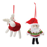 Christmas Tree Ornaments Plush Santa and Moose – Set of 12 by Melrose
