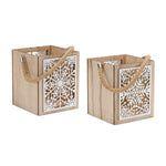 Melrose Wooden Snowflake Lantern (Set of 4)