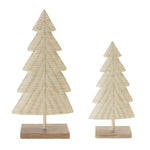 Woven Wicker Pine Tree Set of 2 – 17H & 13H Resin Cream – Tabletop Holiday Decor – By Melrose
