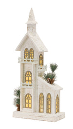 Indoor LED church Christmas display with rustic design