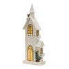 Rustic Fir Wood LED Church – 27H White Brown – Winter Holiday Decoration – By Melrose