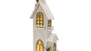 Winter LED Church Decoration – 27H Fir Wood White Brown – Holiday Tabletop Décor – By Melrose