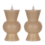 Modern Flameless LED Candles – Wax & Plastic – 3.5 x 5.5 Inch, 4 & 8 Hr Timer, Set of 2, Grey By Melrose