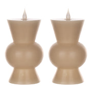 Modern Flameless LED Candles – Wax & Plastic – 3.5 x 5.5 Inch, 4 & 8 Hr Timer, Set of 2, Grey By Melrose