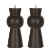 Indoor LED Candle Collection – Wax & Plastic – 3.25 x 3.25 x 8.5 Inch, Timer 4 & 8 Hr, Set of 2, Black By Melrose