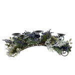 Pine Centerpiece Candle Holder With Frosted Greenery 11 Inch Height For Holiday Decor By Melrose