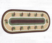 Lodge Style Oval Rug – Hand-Stenciled Pinecone Design Runner
