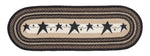 Earth Rugs Oval Patch Runner – 2'x6' Primitive Black Star Design, Hand-Stenciled Braided Jute Rug