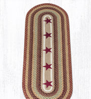 Braided Jute Runner – Hand-Stenciled Burgundy Stars for Farmhouse Decor