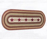 Earth Rugs OP-357 Burgundy Star Rug – Oval Braided 2'x6' Accent