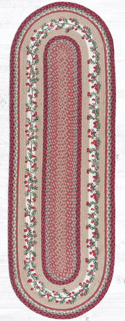 Rustic Cranberry Vine Runner – Earth Rugs 2'x6' Oval Braided Rug