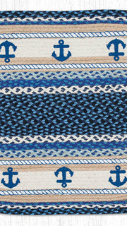 handcrafted jute oval rug with anchor design beach house style
