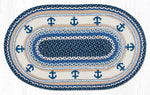 Earth Rugs 27"x45" Anchor Oval Patch Tread – Rustic Coastal Braided Jute Decor