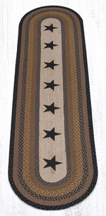 Earth Rugs Black Stars Oval Patch Runner Tread 2'x8' – Rustic Lodge Braided Jute Hallway Accent