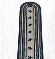 Eco-Friendly Braided Jute Hall Runner – Black Stars Oval Tread, 2x8 Rustic Rug