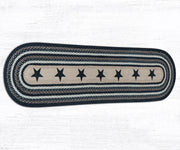 Rustic Farmhouse Oval Jute Rug with Black Star Accents – 2x8 Braided Runner by Earth Rugs