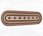 Eco-Friendly Burgundy Stars Oval Jute Runner for Farmhouse Decor
