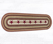 Eco-Friendly Burgundy Stars Oval Jute Runner for Farmhouse Decor