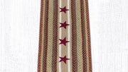Primitive Country Burgundy Stars Oval Patch Braided Rug 2x8