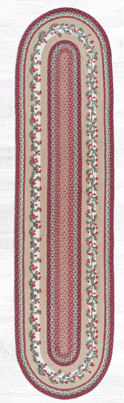 Rustic Farmhouse Cranberries Oval Patch Jute Rug 2x8