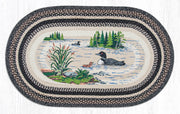 Hand-Braided Jute Rug – Loons Oval Patch Design for Cabin or Lodge