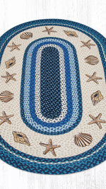 Handcrafted Oval Braided Rug with Seashell Pattern 3x5