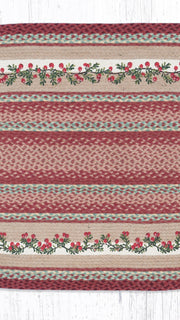 Handcrafted Oval Braided Rug with Cranberry Design 3x5