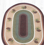 Eco-Friendly Lodge Rug – Braided Jute Oval with Pinecone Design