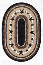 Americana Braided Rug – Oval 4'x6' Patch Tread with Black Star Accents