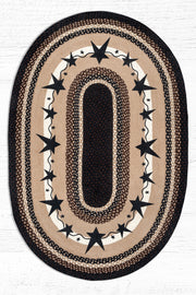 Americana Braided Rug – Oval 4'x6' Patch Tread with Black Star Accents
