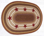 Earth Rugs 4x6 Primitive Patch Rug – Oval Braided Jute with Stars