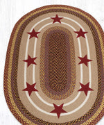 Earth Rugs Americana Oval Rug 4'x6' – Burgundy and Tan Star Design