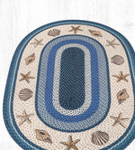 Earth Rugs Nautical Area Rug 4'x6' – Oval Patch Shells Coastal Theme