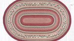 “Handcrafted Jute Oval Patch Rug with Cranberries Holiday Design 4x6”