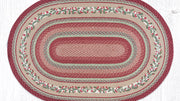 “Handcrafted Jute Oval Patch Rug with Cranberries Holiday Design 4x6”