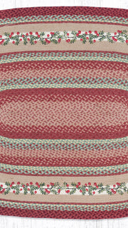 “Oval Holiday Rug Cranberries 4x6 Eco-Friendly Hand-Stenciled Jute”