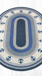 “Oval Rug Anchor 4x6 Hand-Stenciled Jute Nautical Home Décor”