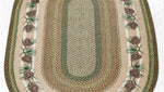Earth Rugs Hand-Stenciled Needles & Cones Oval Patch Rug 5'x8' Rustic Jute Rug