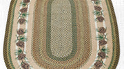 Earth Rugs Hand-Stenciled Needles & Cones Oval Patch Rug 5'x8' Rustic Jute Rug