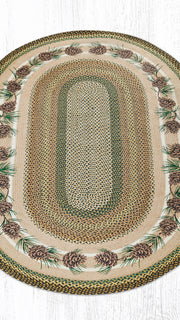 Needles and Cones Oval Patch Rug 5x8 Rustic Lodge Decor