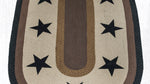 OP-99 Black Stars Oval Patch Braided Rug 5x8 Country Style