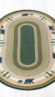 Wildlife Bear Timbers Braided Oval Rug 5x8 Country Home Accent