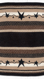 Black Star Pattern Oval Area Rug 5x8 Cabin Living Room Carpet