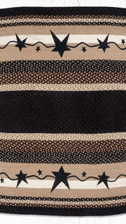 Black Star Pattern Oval Area Rug 5x8 Cabin Living Room Carpet