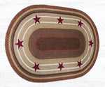 Farmhouse Braided Rug – Oval 5’x8’ Burgundy Stars Jute Accent by Earth Rugs