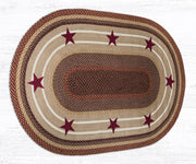 Farmhouse Braided Rug – Oval 5’x8’ Burgundy Stars Jute Accent by Earth Rugs