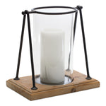 Melrose Modern Framed Candle Holder with Wood Base (Set of 2)