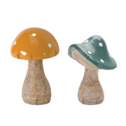 Green Resin Mushroom Set 8 Inch Height Nature-Inspired Decor By Melrose