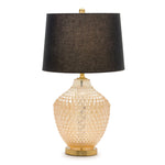 Table Lamp – Textured Glass Gold Base – 28.5 Inch Height for Living Room or Bedroom Lighting – By Melrose